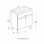 Тумба д/ванной "БРИКС-50" 2 ст.белый/дуб вотан под рак."Breeze 50"меб. (Sanita Luxe)(ПВХ) (разбор)