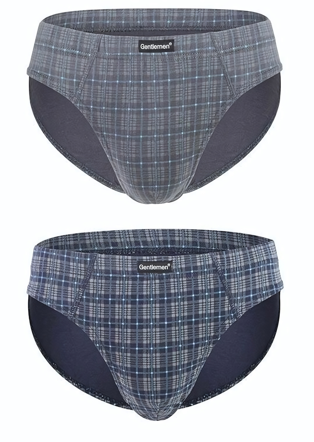 Комплект из 2 трусов-слипов в клетку (Размер: XXL) (Цвет: серый с синим)