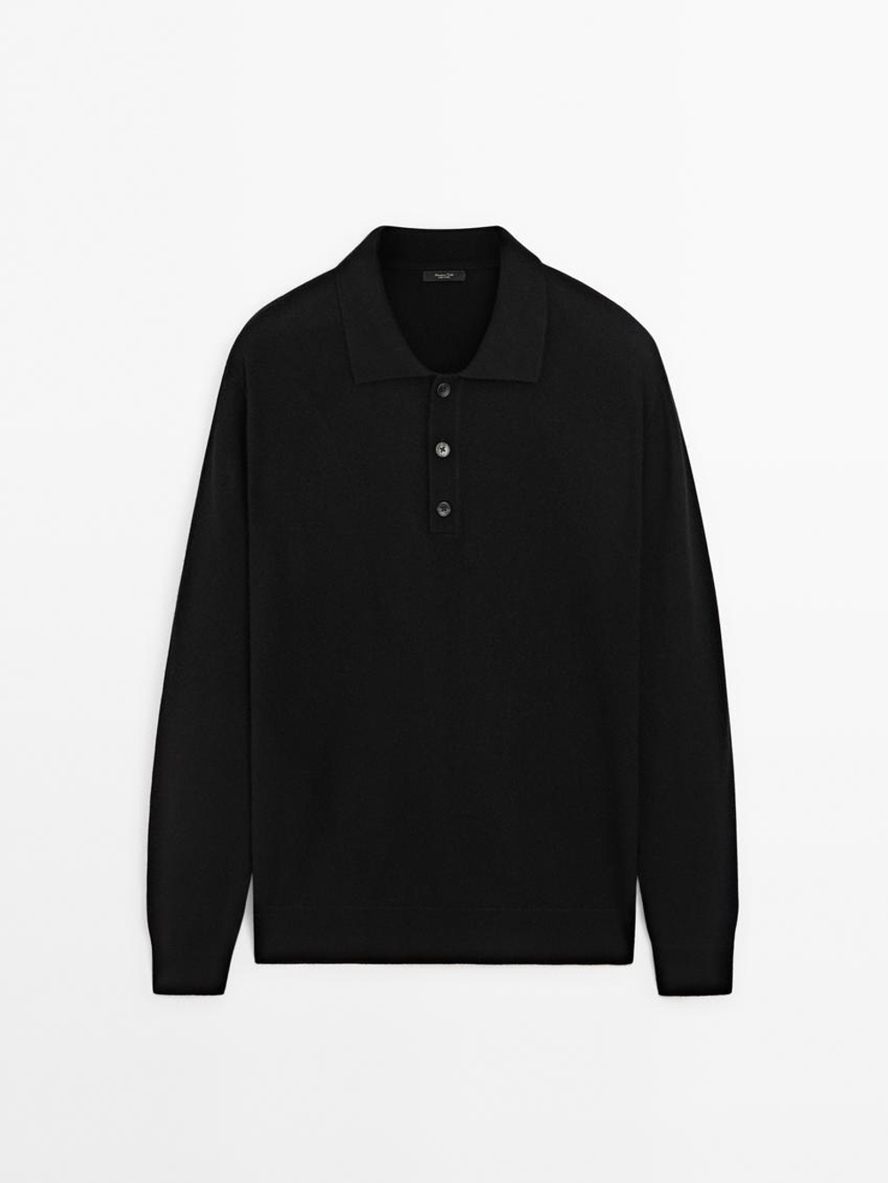 Massimo Dutti Поло из смесовой шерсти, черный