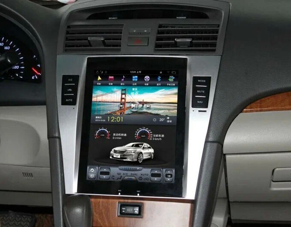 Магнитола для Toyota Camry 40 2006-2011 - Carmedia ZF-1033-Q6 вертикальный монитор 10.4" в стиле "Тесла" на Android 11, 8Гб+128Гб, 4G SIM-слот, CarPlay