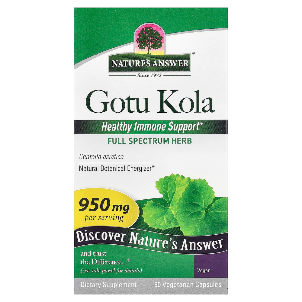 Nature's Answer, готу кола, 90 вегетарианских капсул (475 мг в 1 капсуле)