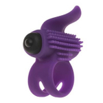 Эрекционное кольцо Bullet Lastic Ring с вибрацией и язычком-стимулятором клитора (Цвет: фиолетовый с черным)