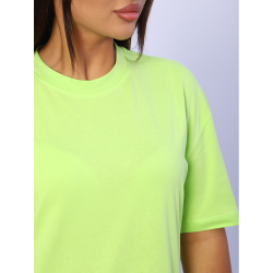 Платье трикотажное футболка с разрезами миди 116-од/ф.зеленый