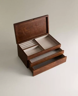 ZARA HOME БОЛЬШАЯ ДЕРЕВЯННАЯ ШКАТУЛКА ДЛЯ ДРАГОЦЕННОСТЕЙ, КОРИЧНЕВЫЙ