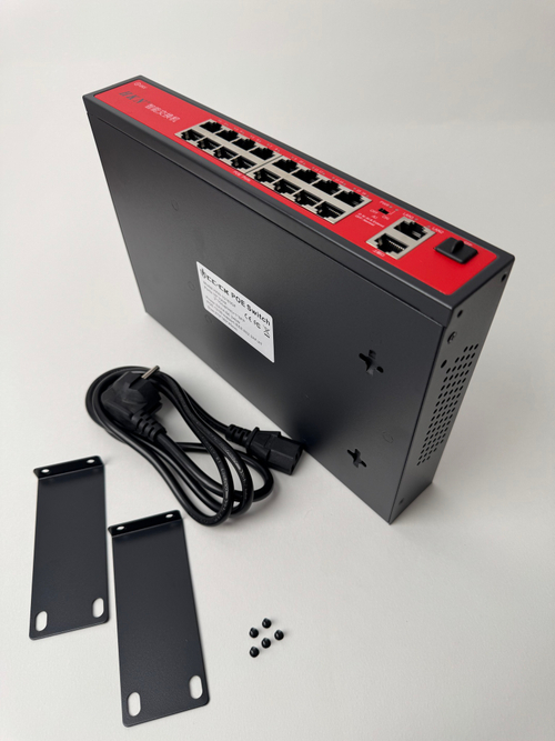 Сетевой коммутатор с 16 портами (100 Мбит/с), 2 портами (1 Гбит/с) и 1 SFP-портом. HKN-10163GF GB