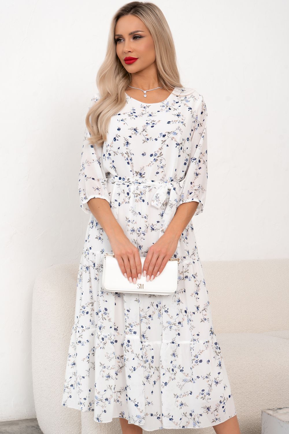 Платье Хелен (белый/синий принт) Р11-2075/11 Nikol