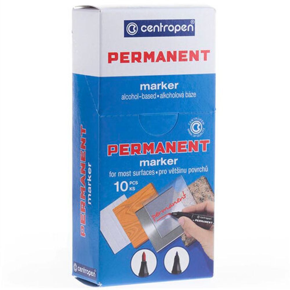 Маркер перманент. CENTROPEN PERMANENT 2 мм черный круглый