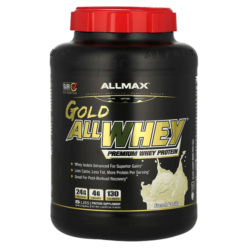 ALLMAX, GOLD ALLWHEY®, сывороточный протеин премиального качества, французская ваниль, 2,27 кг (5 фунтов)