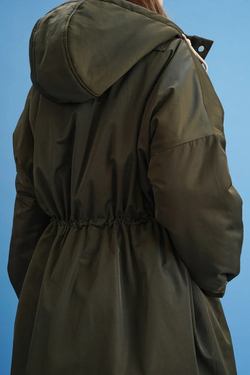 Парка оверсайз зимняя удлиненная, темный хаки