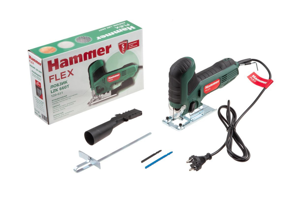 Лобзик Hammer Flex LZK660T 660Вт 0-3000ход/мин 80мм-дер 10мм-мет маятник