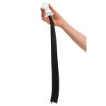 Стеклянная анальная пробка с черным конским хвостом (Цвет: прозрачный)