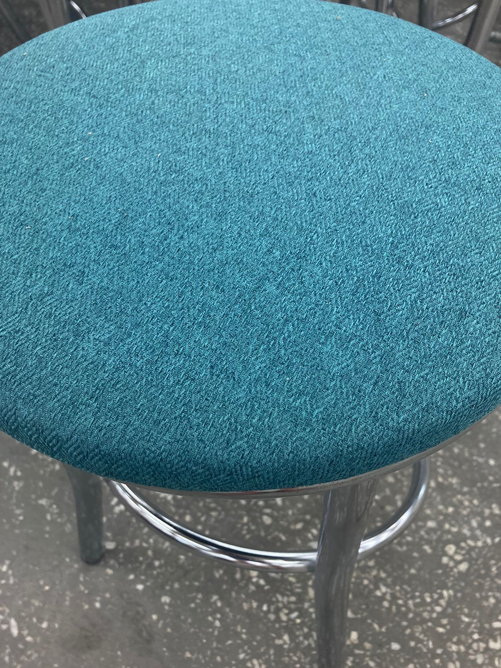 Табурет Сфера каркас хром основание круг рогожка бирюзовая
