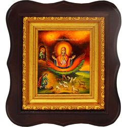 Неопалимая Купина - несгораемый куст. Икона на холсте.