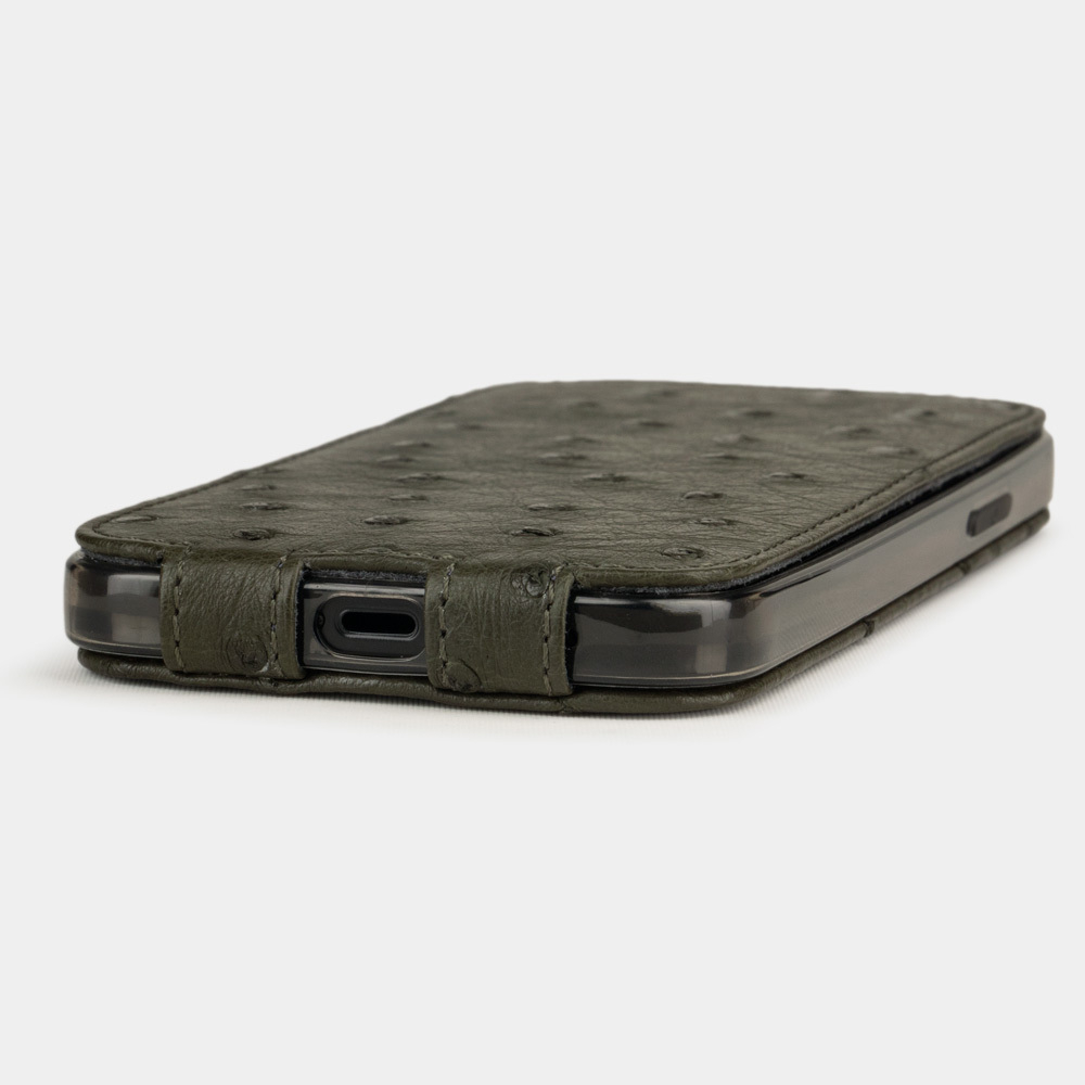 Special order: Чехол для iPhone 12/12Pro из кожи страуса, зеленого цвета