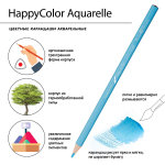 Карандаши 36 цв. акварельные "HappyColor", 6 видов (Bruno Visconti)