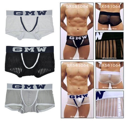 Мужские трусы хипсы прозрачные черные GMW See-It Hip Boxer