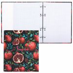 Тетрадь на кольцах А5 175х215 мм, 120 листов, твердый картон, фольга, клетка, BRAUBERG, "Pomegranate", 404720