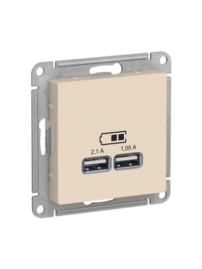 Розетка USB AtlasDesign тип A+A 5В 1х2.1А 2х1.05А механизм беж. SE ATN000233