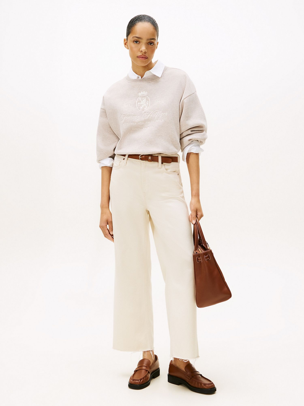 Свитшот Tommy Hilfiger Embroidered Script Crest Logo Sweatshirt Heathered Pebble