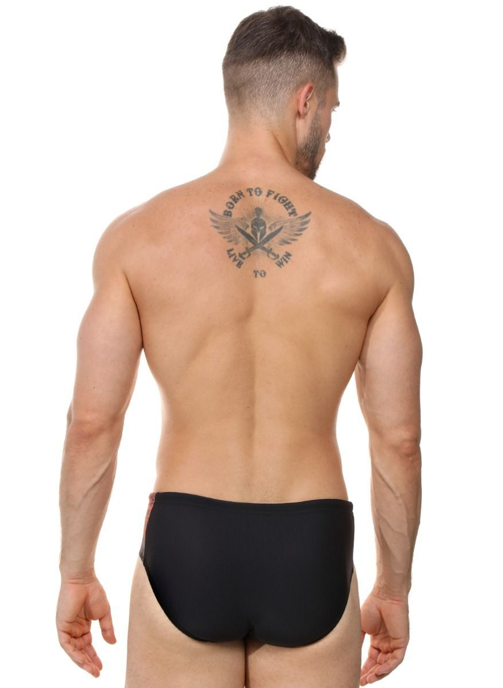 Мужские плавки с оригинальной брендированной вставкой сбоку (Размер: XXL) (Цвет: черный)