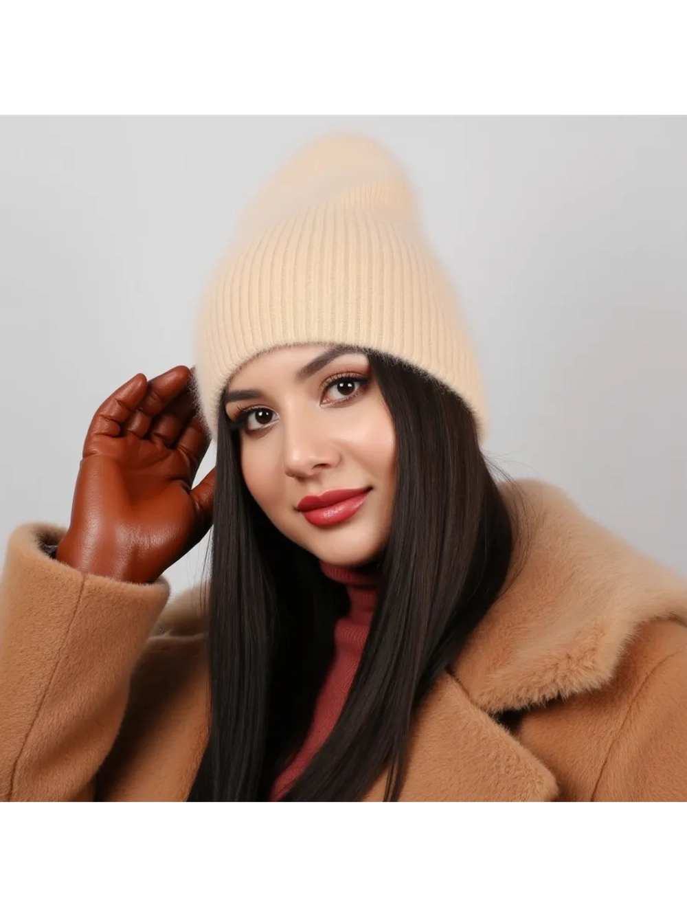 шапка ангора зимняя пушистая вязаная модная