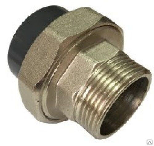 Муфта переходная разборная (ПВХ/Латунь) с наружной резьбой под клей (Ру16), Китай