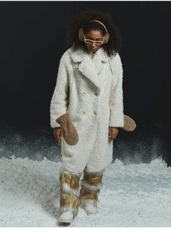 Шуба чебурашка тедди, жемчужная, Северина