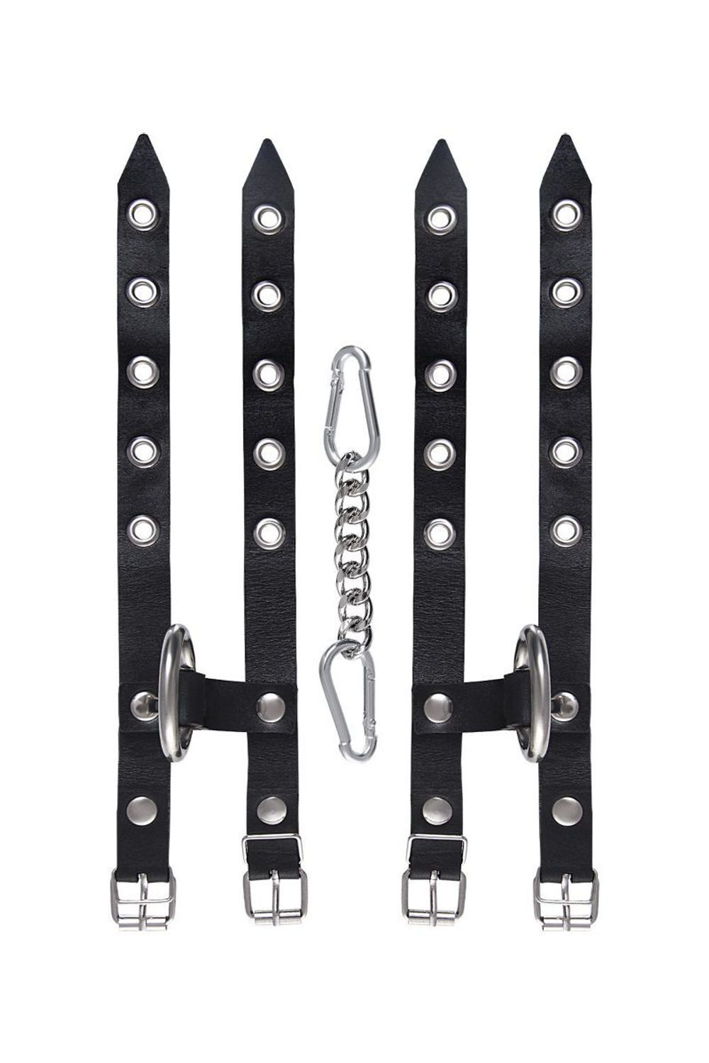 Черные однослойные наручники из двух ремешков (Цвет: черный)