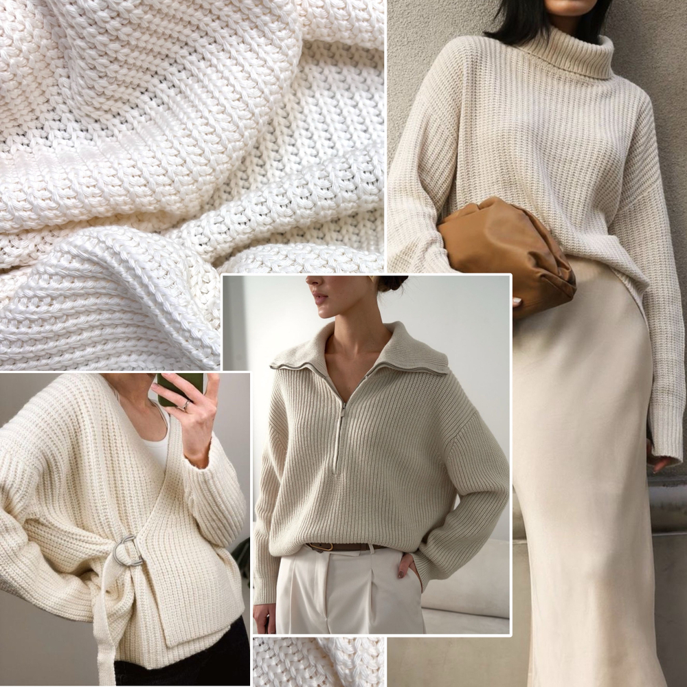 Вязаный трикотаж Хлопок Молочный