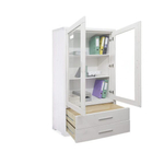 Шкаф витрина 100х43х165, Мэдисон, стеклянная для посуды книг, в гостиную, столовую, буфет стеклянный, деревянная, белый, Dipriz