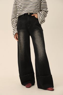 Широкие джинсы (Отворот - поворот), черные