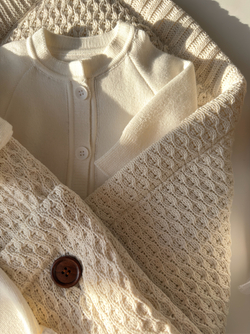 Конверт-плед 2в1 вязаный демисезон молочный