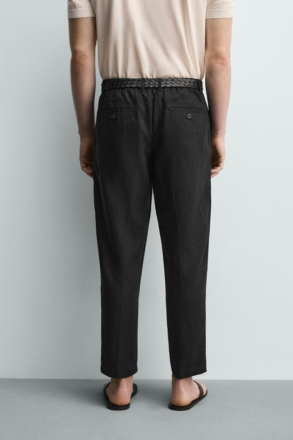 ZARA БРЮКИ КЛАССИЧЕСКОГО КРОЯ ИЗ 100% ЛЬНА, ЧЕРНЫЙ