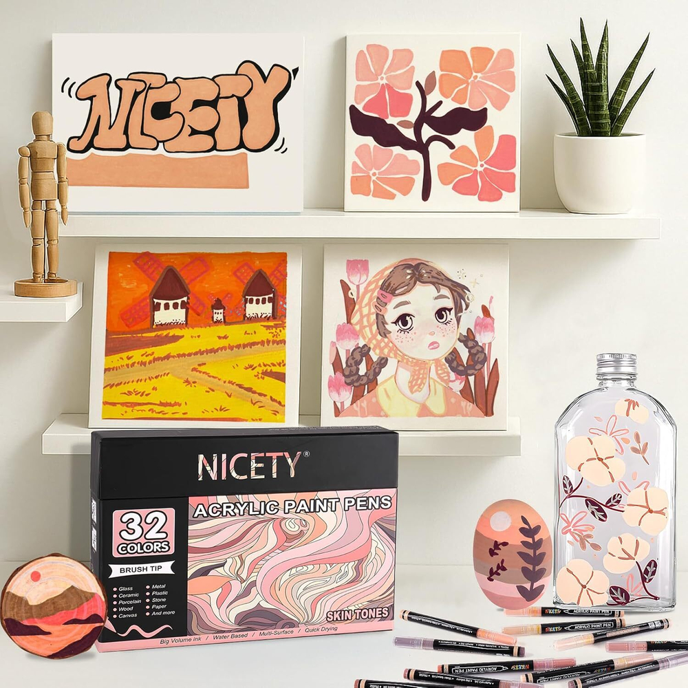 NICETY акриловые маркеры 1-5 мм, 32 шт, Skin
