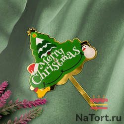 Топпер «Merry Christmas» елочка со снеговиком