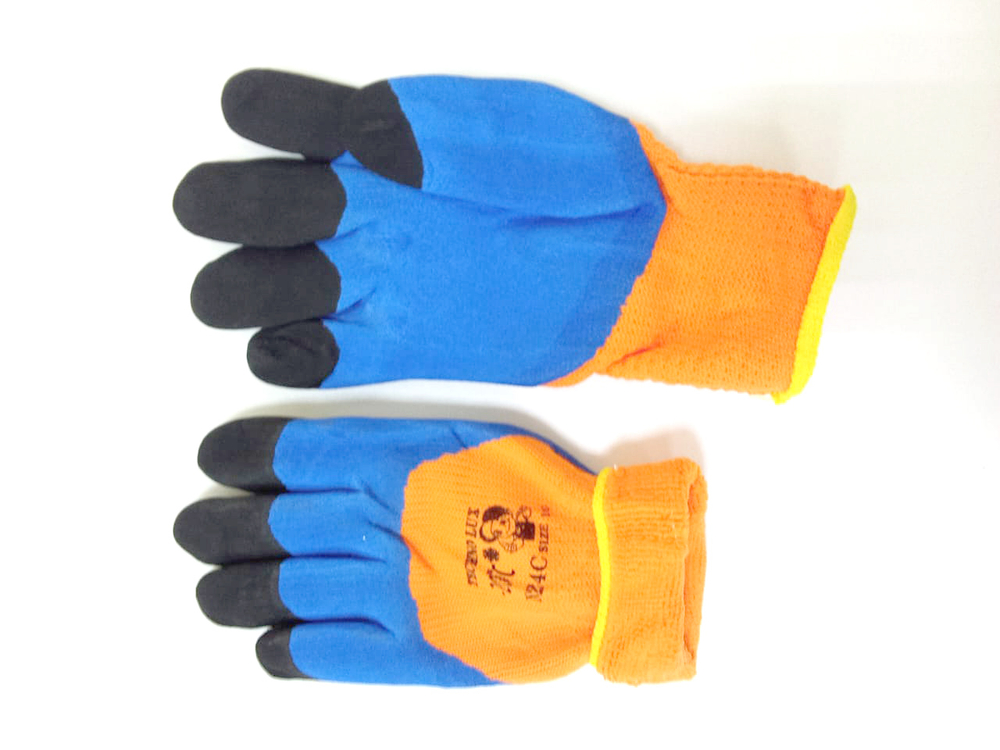 Перчатки акриловые - 20*С коричневые синий облив №24 (480шт/уп)