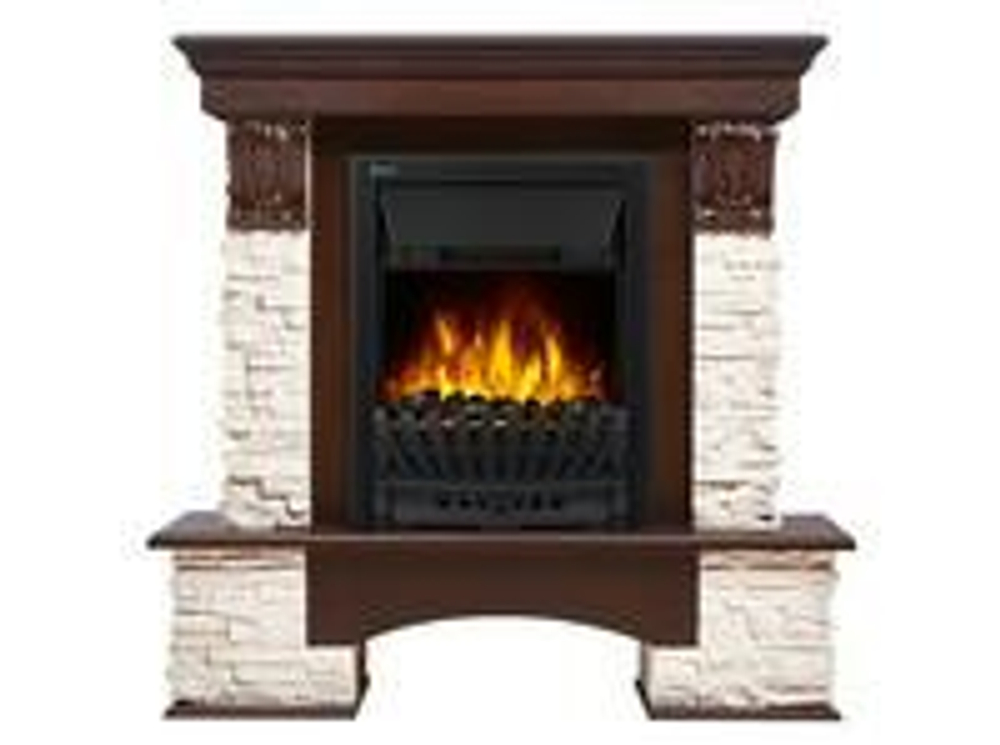 Портал Firelight Pietra Classic камень белый, шпон темный дуб