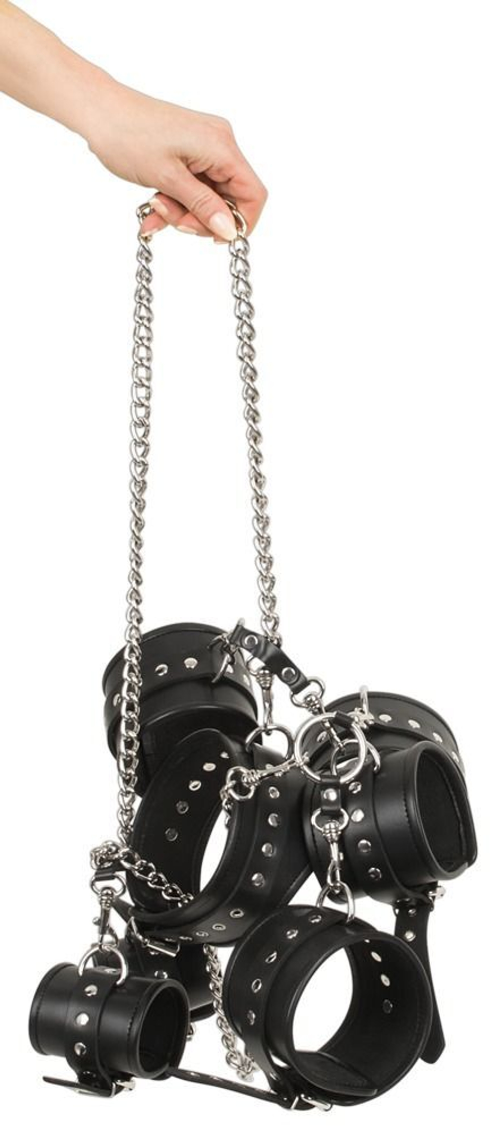 Черный бондажный комплект с цепями (Цвет: черный)