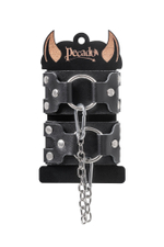 Наручники-браслеты с двумя ремешками натуральная кожа чёрные