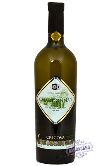 Крикова. Вино марочное белое сухое Шардоне. 0,75 Л