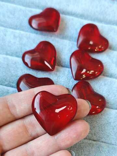 сс28-кр Подвеска "Сердце" стеклянная 28мм, красный