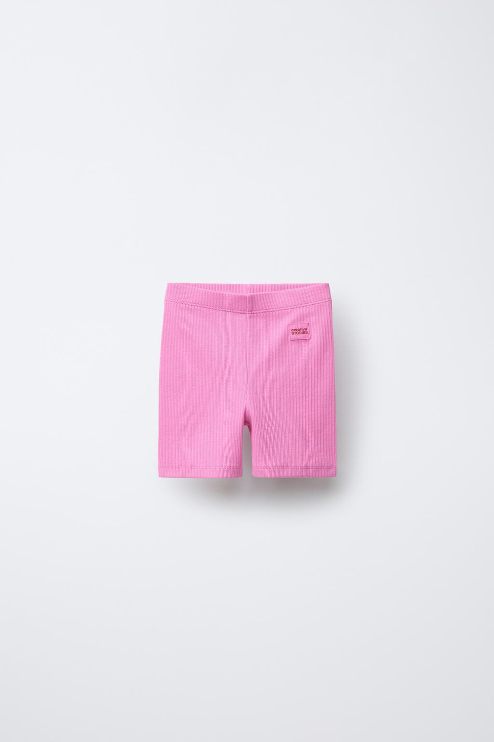 ZARA ШОРТЫ-ВЕЛОСИПЕДКИ В РУБЧИК С НАШИВКОЙ, РОЗОВЫЙ/ЛИЛОВЫЙ