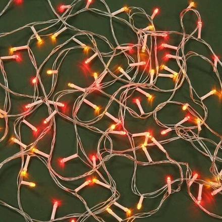Гирлянда электрическая 9м 100LED светодиодная, прозарчный шнур, вьюн 220В, красный +золото