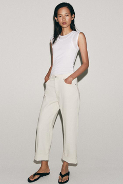 ZARA ДЖИНСЫ BAGGY С НИЗКОЙ ПОСАДКОЙ — ZW COLLECTION, ЭКРЮ