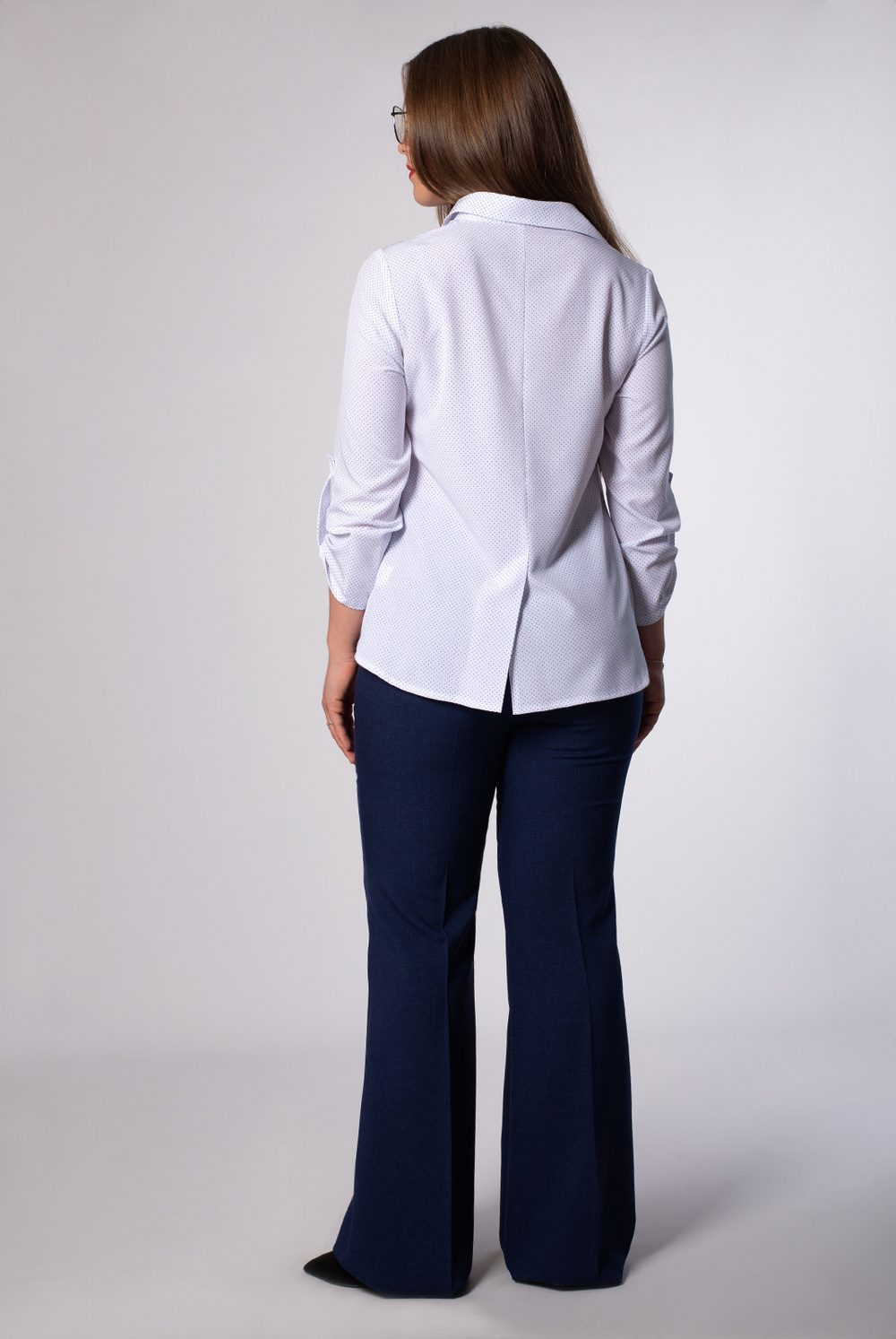 Блузка женская 2623ЛП, белая точка #176Бет092623ЛП