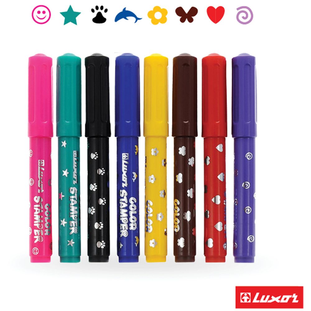 Фломастеры - штампы 8 цветов Luxor Color Stamper, смываемые, картонная упаковка