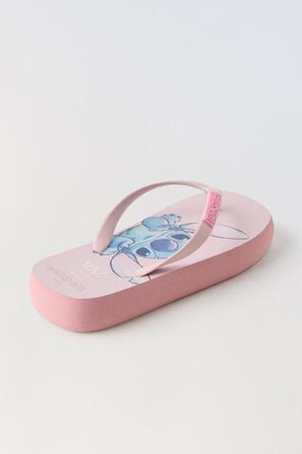 ZARA ШЛЕПАНЦЫ LILO & STITCH © DISNEY С ПЕРЕМЫЧКОЙ МЕЖДУ ПАЛЬЦАМИ, РОЗОВЫЙ