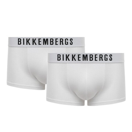 Мужские трусы хипсы белые набор 2 в 1 Bikkembergs ELEGANCE BKK1UTR10BI/2