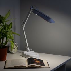 Настольный светильник ЭРА NL-202-G23-11W-W с лампой PL на струбцине и с основанием белый