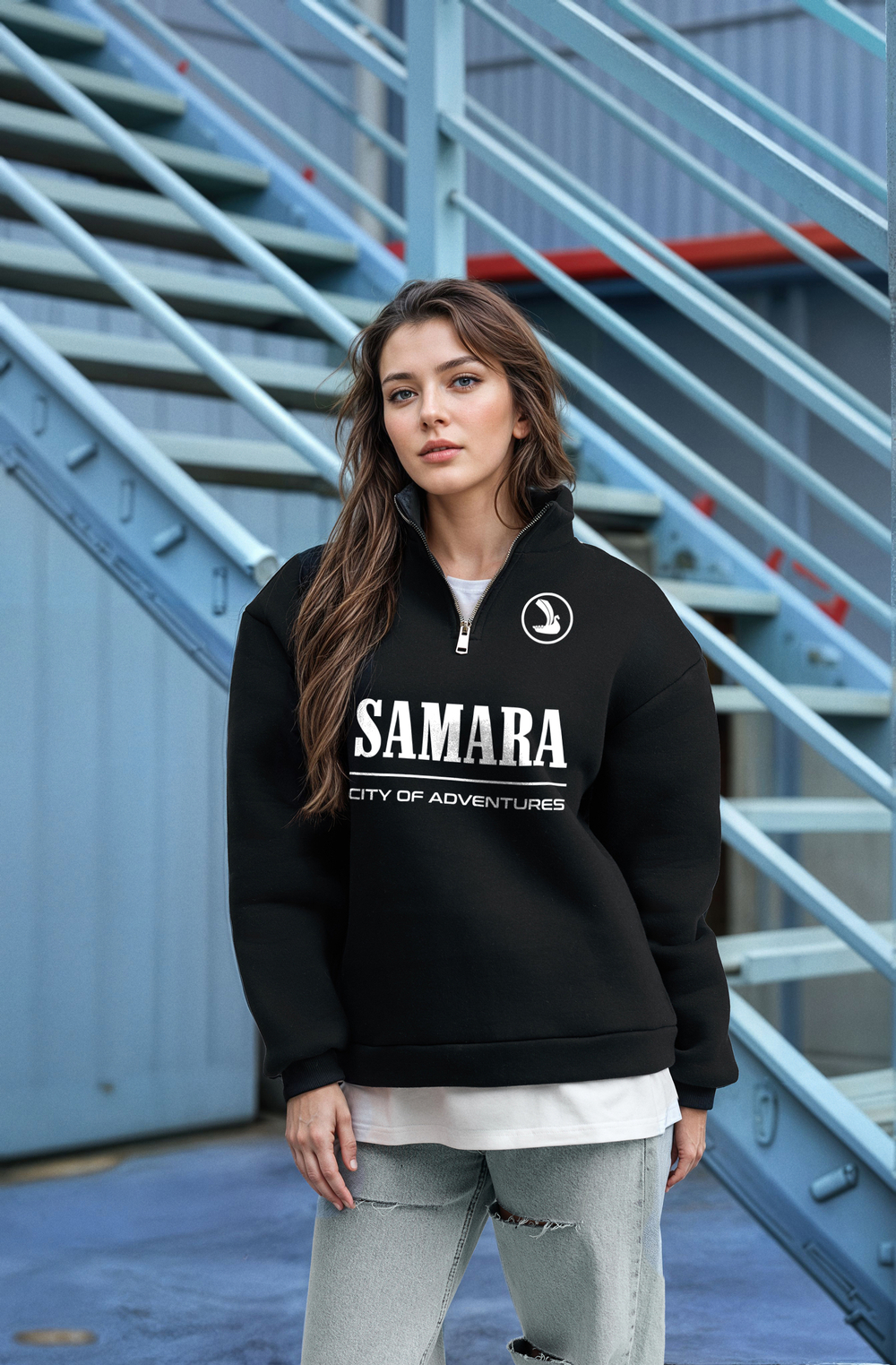 Толстовка женская с зип-воротником "Samara" черный